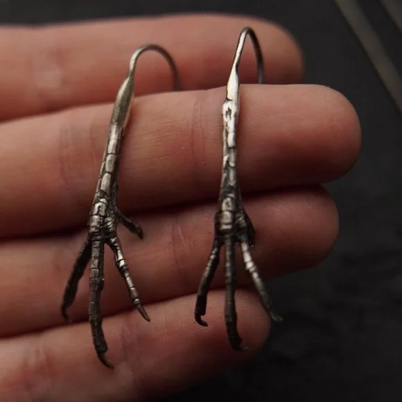 Ellen Rococo Sterling Silver Starling Bird Claw Talon Hanger Earrings BNIB - Picture 3 of 6